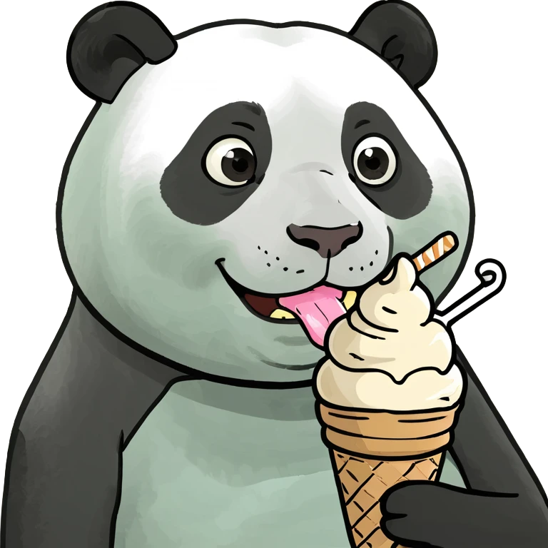 Panda eating ice cream emoji