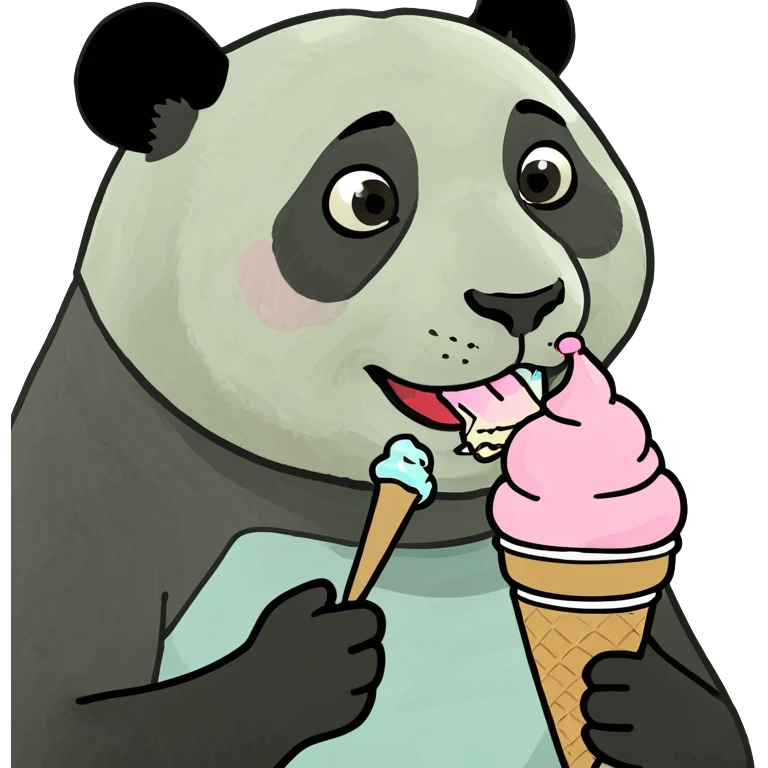 Panda eating ice cream emoji
