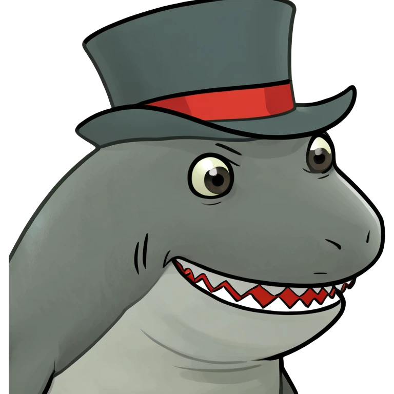 Shark with a top hat emoji