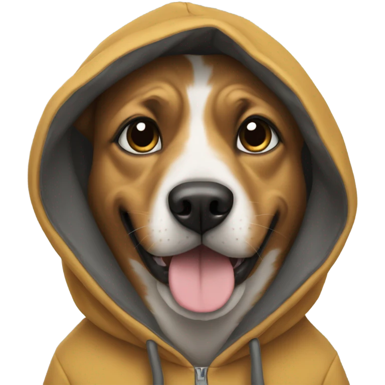 A dog wearing a hoodie  emoji