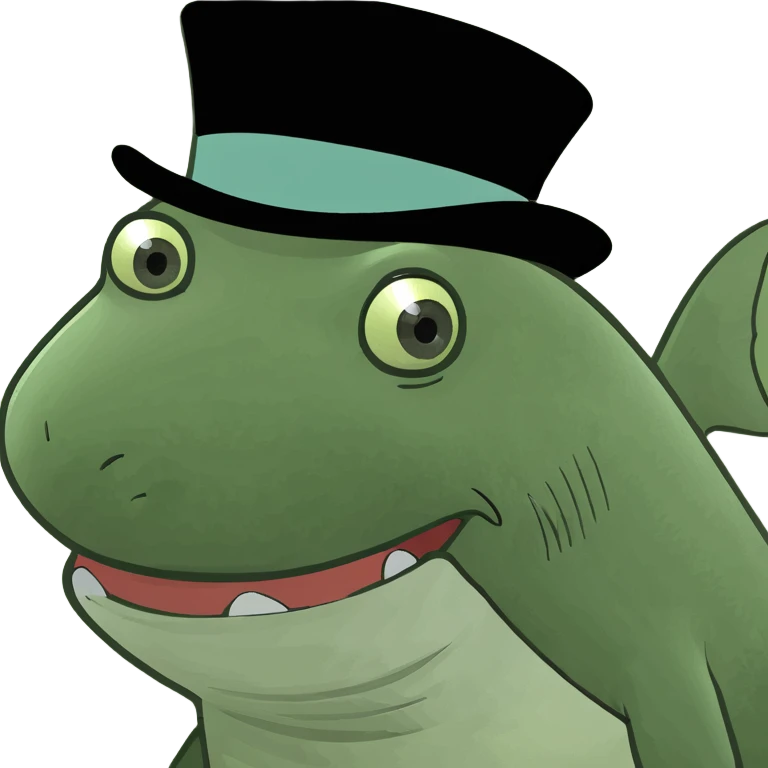 Shark with a top hat emoji