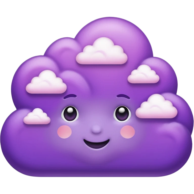 I want a purple cloud that's not like this one ☁️ but has a realistic shape without changing its appearance. The cloud should have a slightly white shaded part and should be starry but still purple/pink. No face or other color. emoji