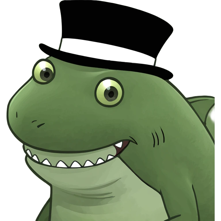Shark with a top hat emoji