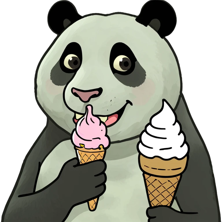 Panda eating ice cream emoji