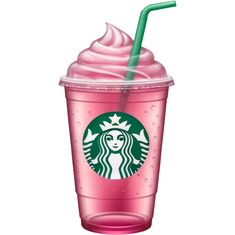 Starbucks cup with pink iced tea emoji