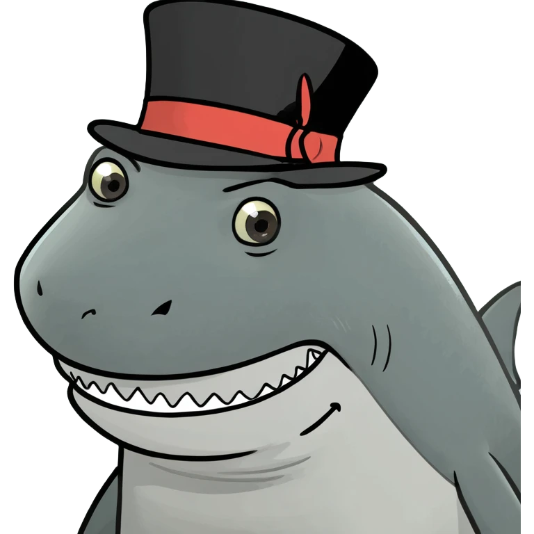 Shark with a top hat emoji