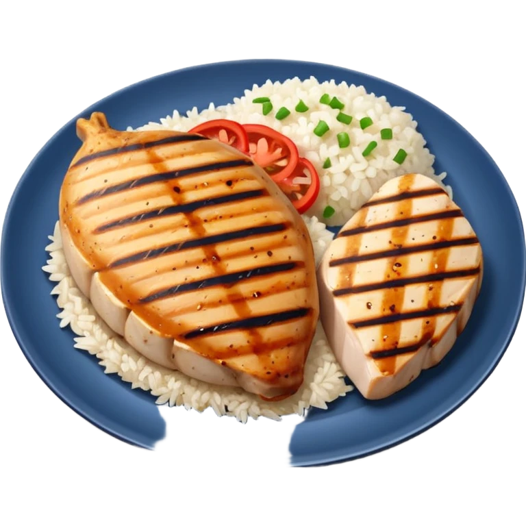 Grilled Breast and rice in a plate emoji