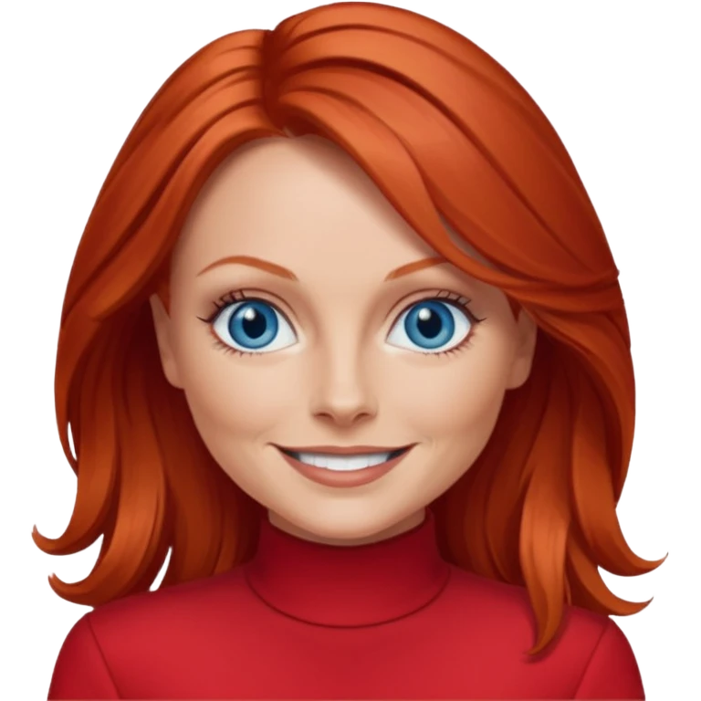 Geri Halliwell blue eyes, red hair, red outfit emoji