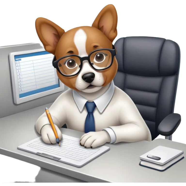 Dog working in a cubicle emoji