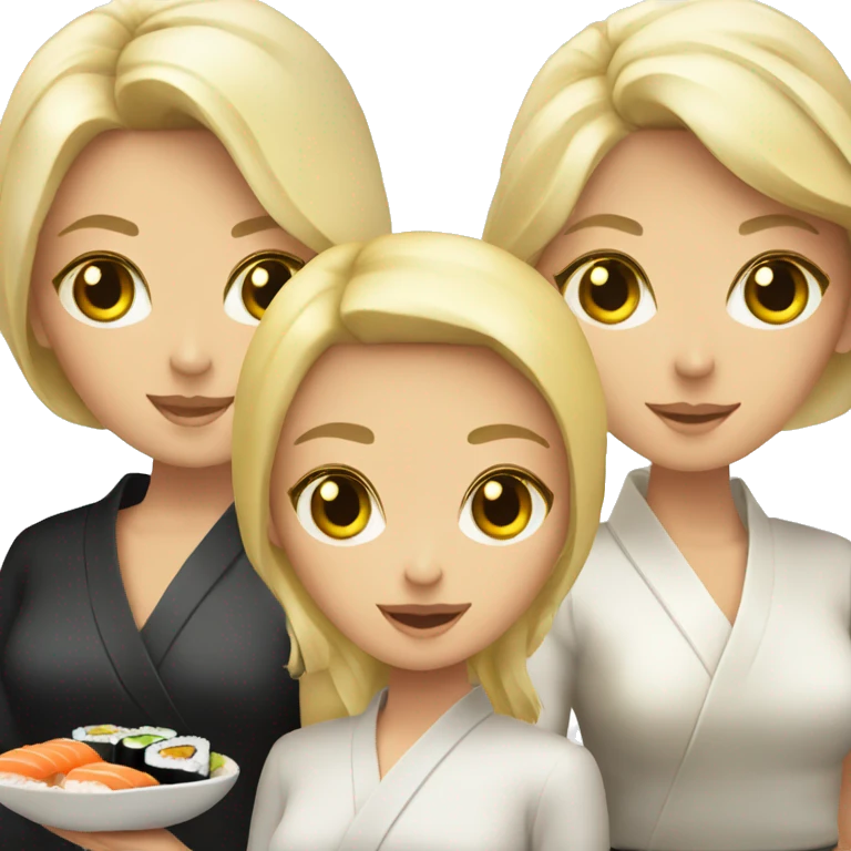 Sushi with 3 girls, two blonde one brunnette emoji
