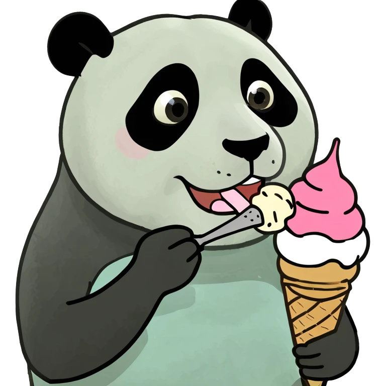 Panda eating ice cream emoji