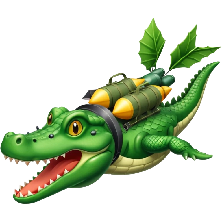 Flying alligator with bombs emoji