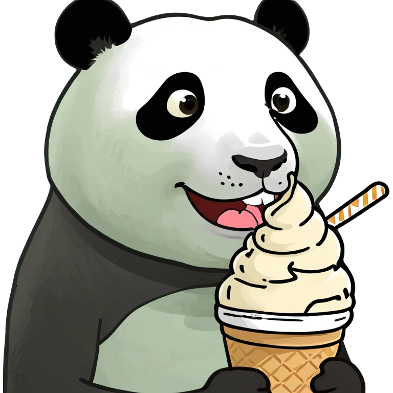 Panda eating ice cream emoji