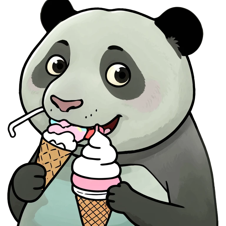 Panda eating ice cream emoji