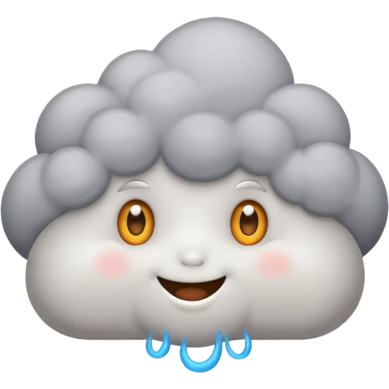 cute gray White Cloud, eyes,  emoji