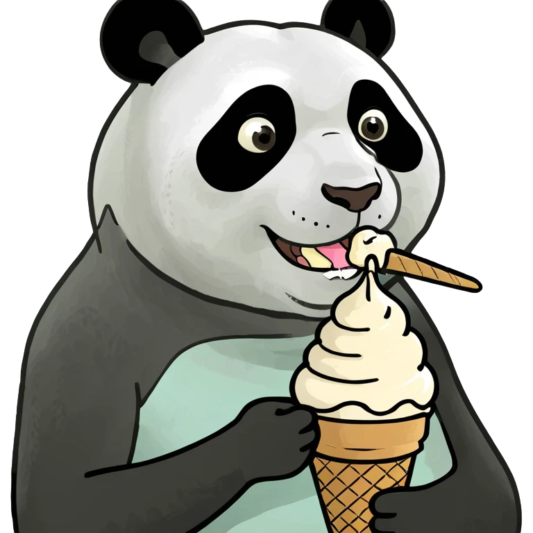 Panda eating ice cream emoji