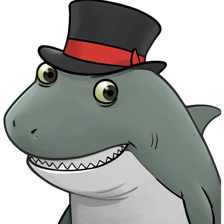 Shark with a top hat emoji