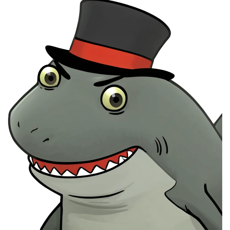 Shark with a top hat emoji