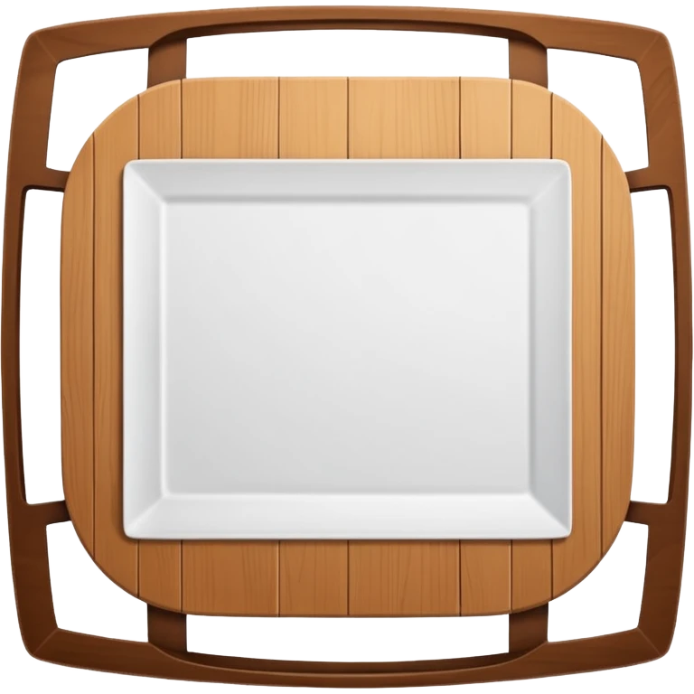 top view of an empty dining table with a white mat over it. emoji