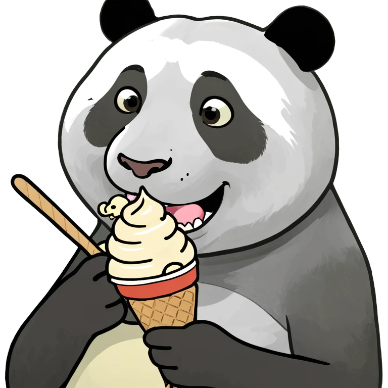 Panda eating ice cream emoji