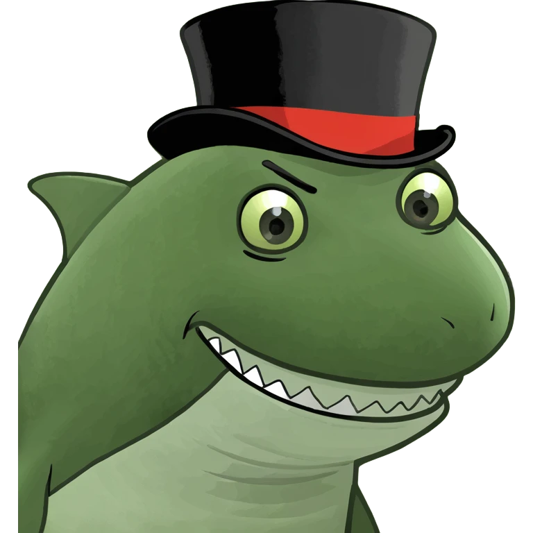 Shark with a top hat emoji