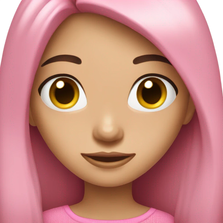 beautiful girl long dark hair pink top emoji