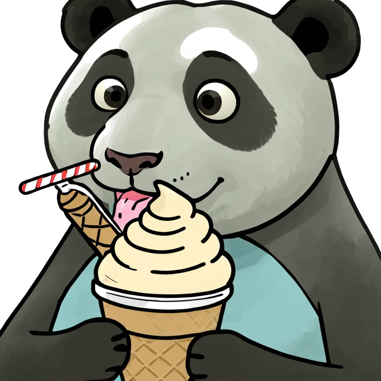 Panda eating ice cream emoji