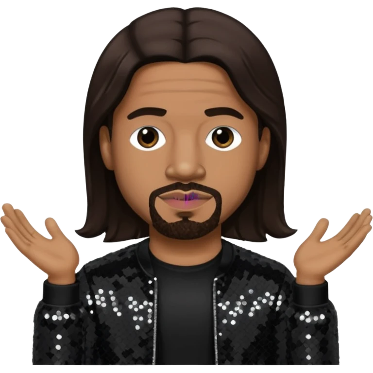  Stevie J, Record Producer with dark brown hair, black sequin outfit emoji