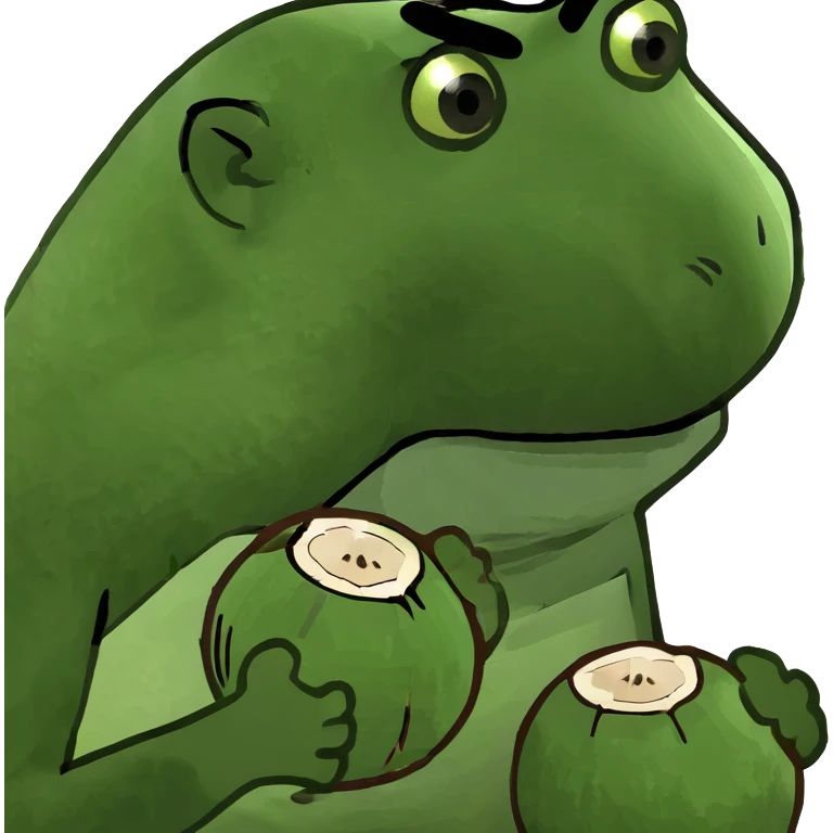 Monkey looking at big coconuts emoji