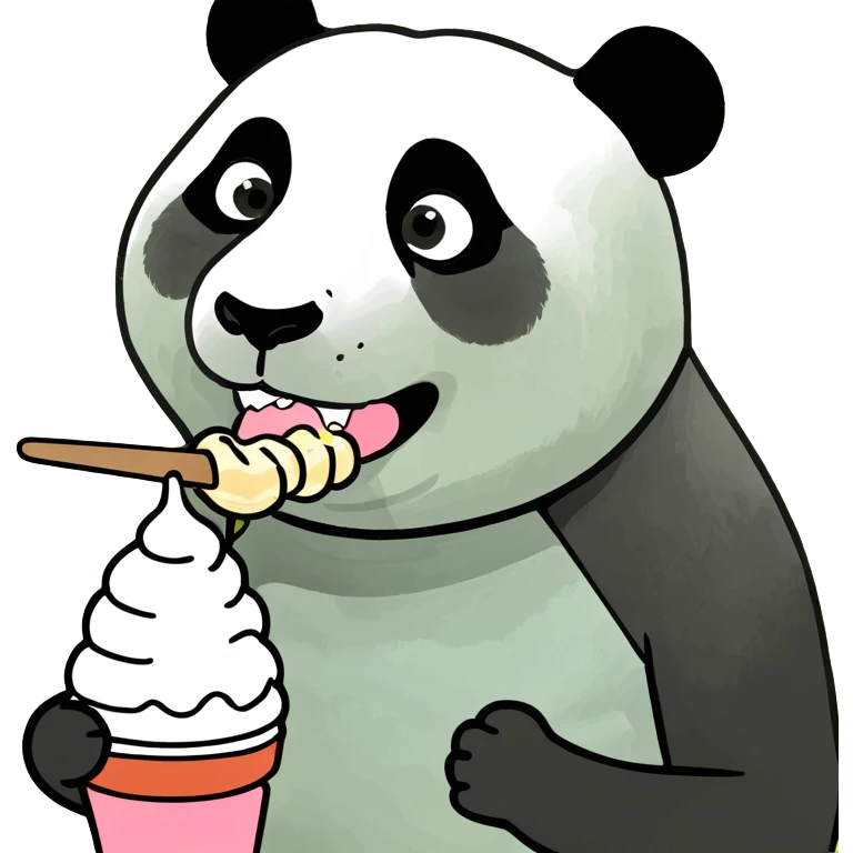 Panda eating ice cream emoji
