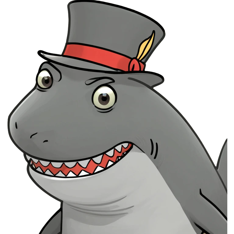 Shark with a top hat emoji
