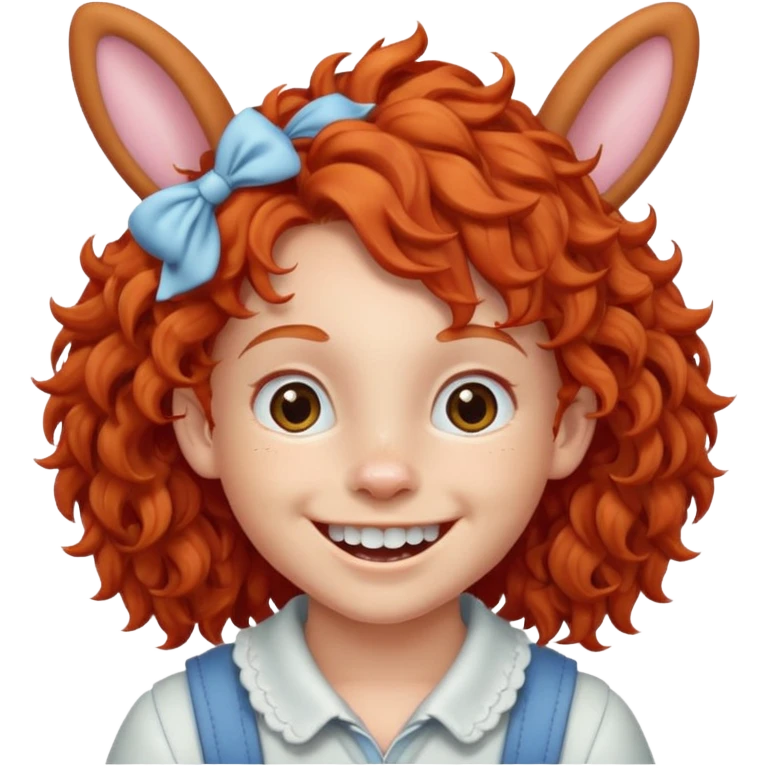kid with teeth braces bunny eared red haired curly big braces emoji
