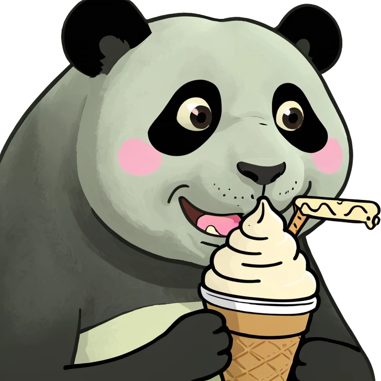 Panda eating ice cream emoji