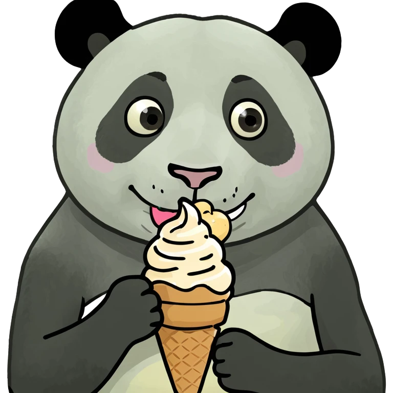 Panda eating ice cream emoji