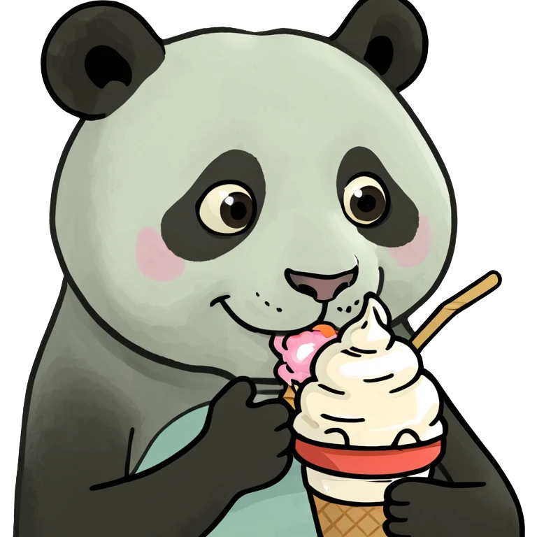 Panda eating ice cream emoji