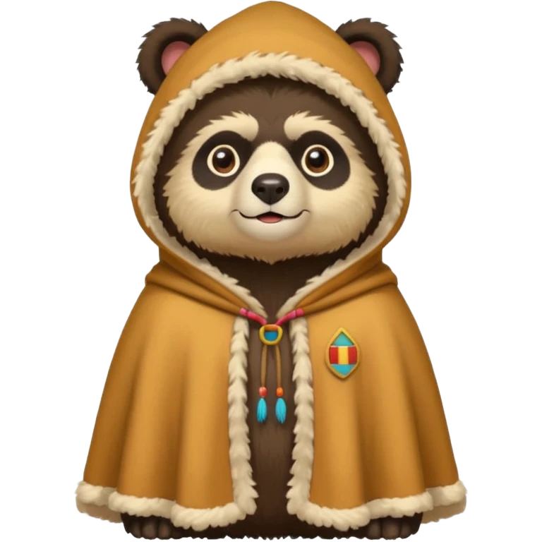 Spectacled bear wearing a chullo and a poncho that says I.T.I. CUSCO on the chest emoji
