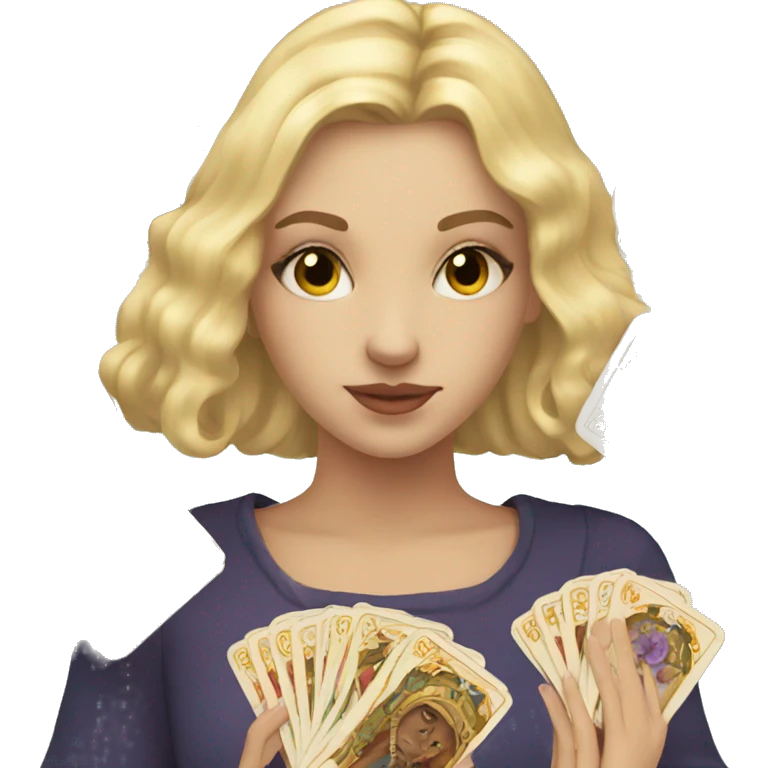 Blonde girl with tarot cards  emoji