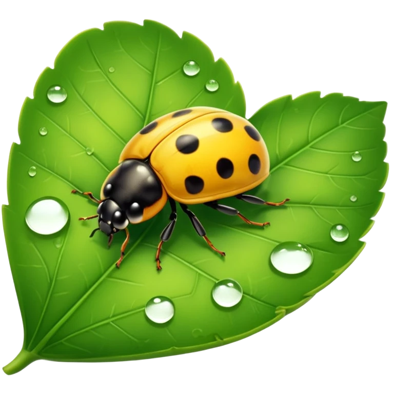  cute yellow lady bug on leaf emoji