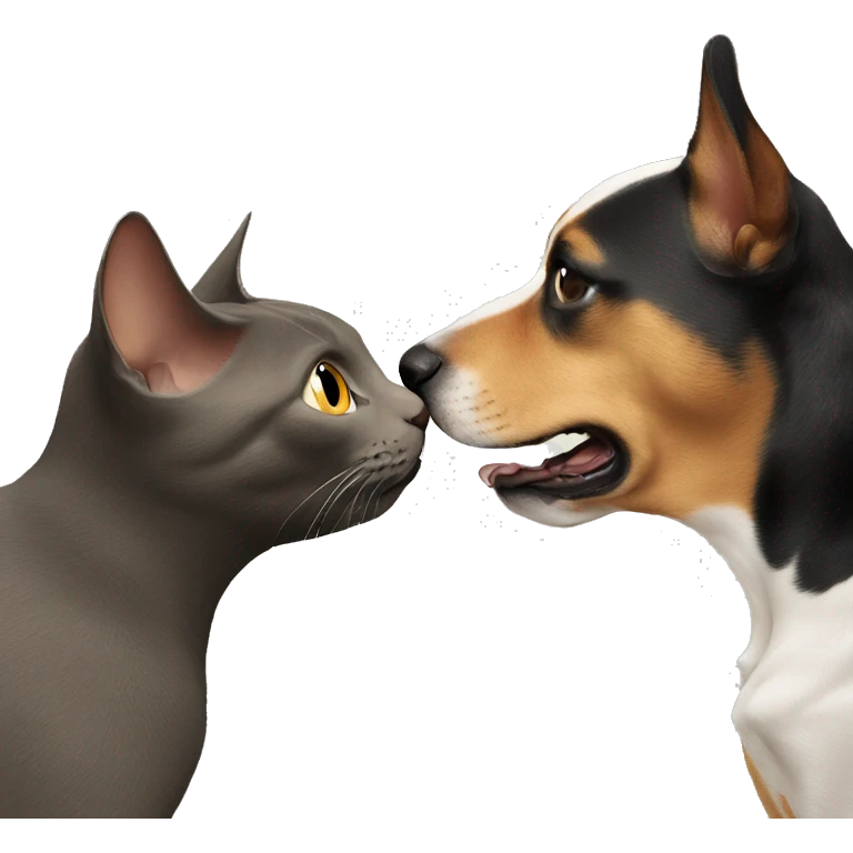 Cat and dog sniffing each others butt emoji