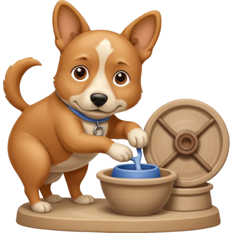 A dog behind Pottery wheel emoji