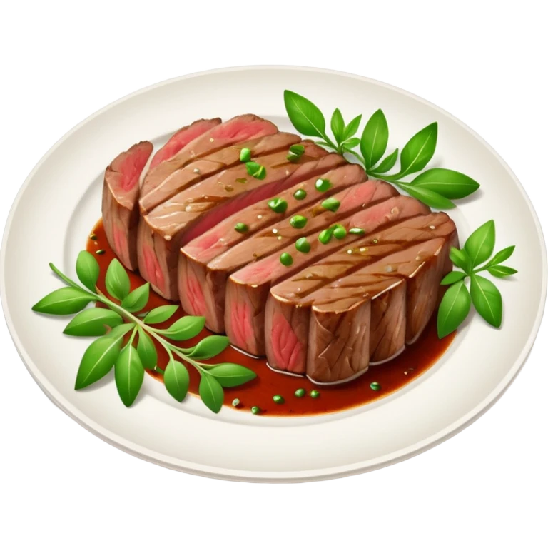 Rare steak slices on fancy plate emoji