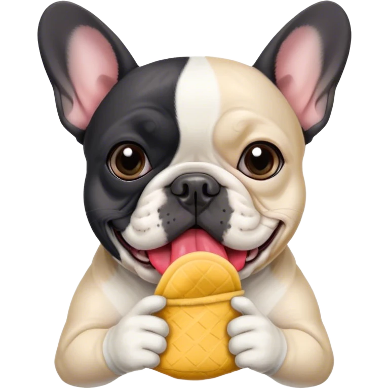 Black and white frenchie eating a sock  emoji