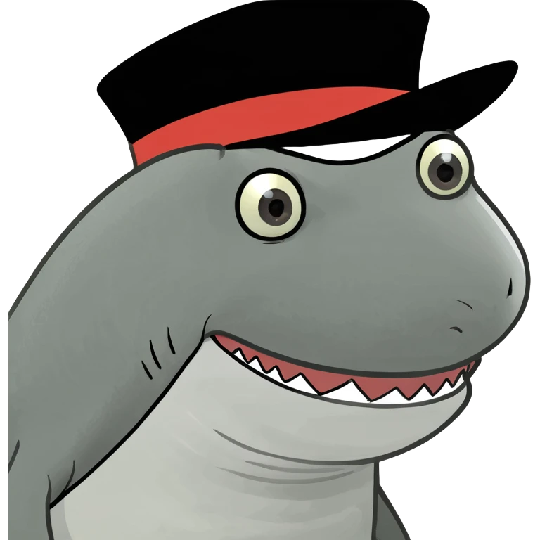 Shark with a top hat emoji