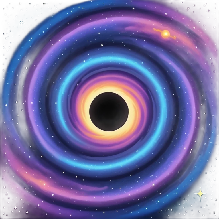 A black hole swirling with mysterious darkness, surrounded by stars and galaxies emoji
