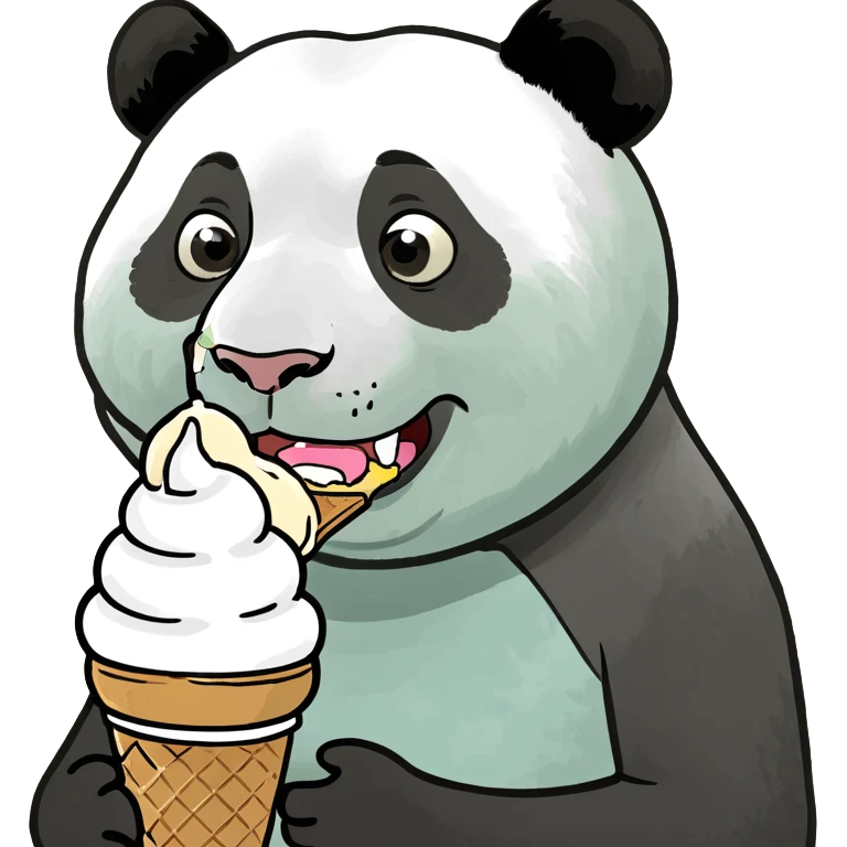 Panda eating ice cream emoji