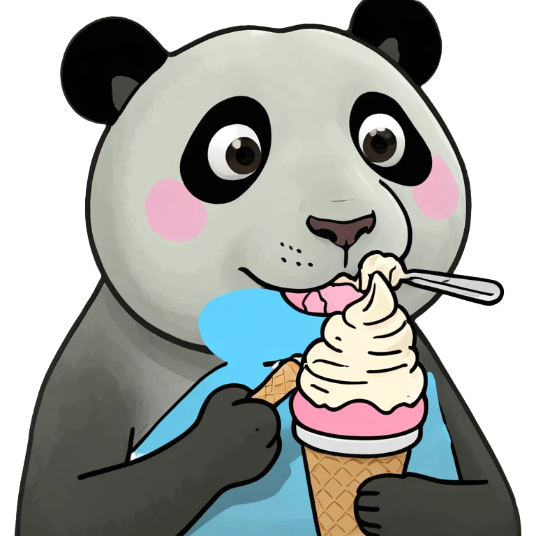 Panda eating ice cream emoji