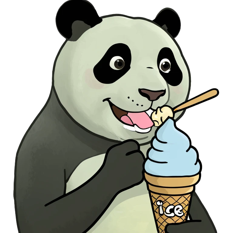 Panda eating ice cream emoji