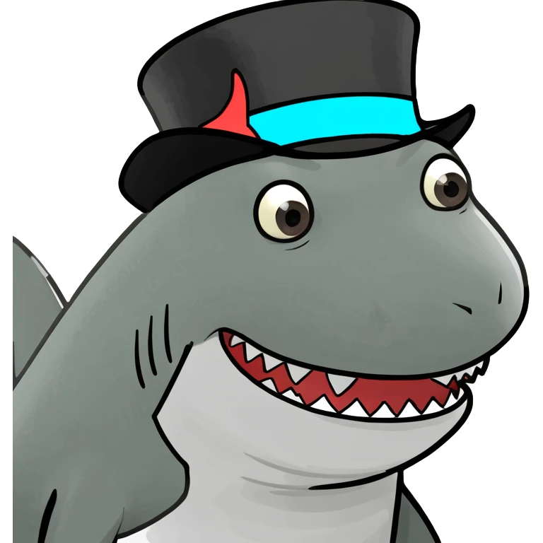 Shark with a top hat emoji