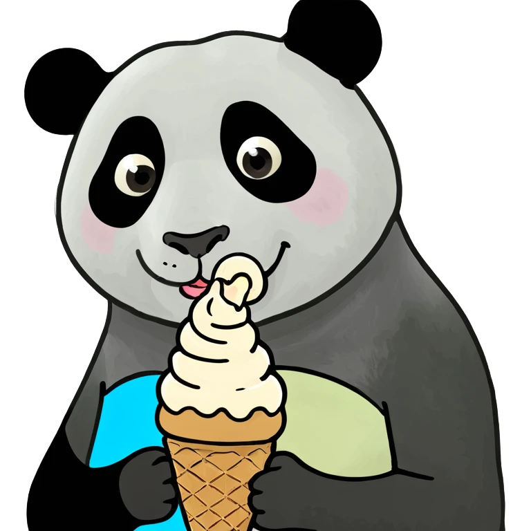 Panda eating ice cream emoji