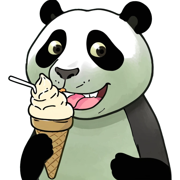 Panda eating ice cream emoji
